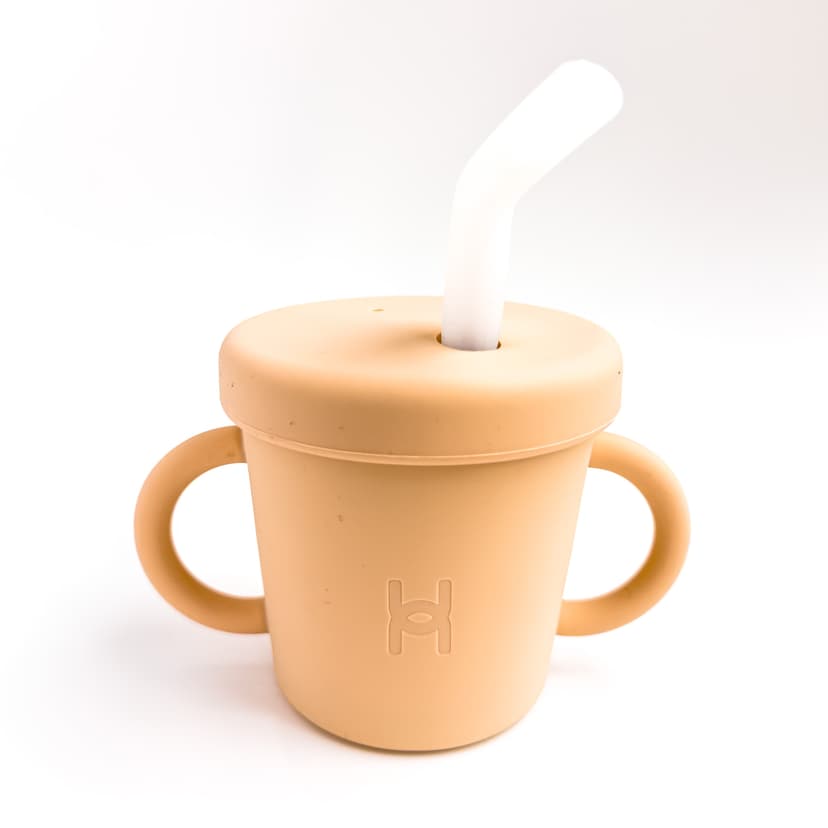 Stainless Steel Straw Cup in Apricot - Main View