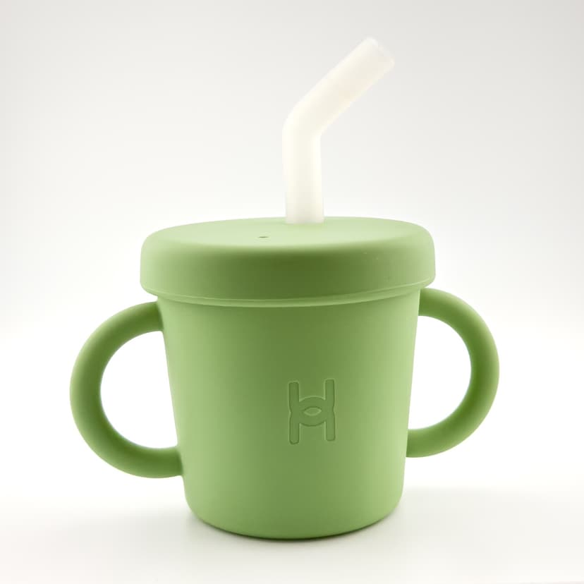 Stainless Steel Straw Cup in Sage - with straw lid